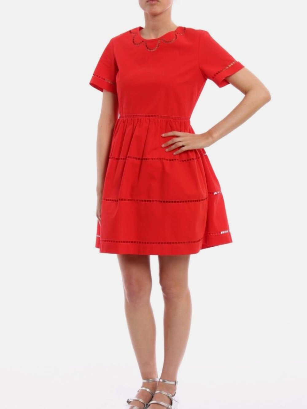 RED Valentino Embroidered Cotton Mini Dress